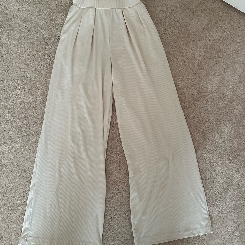 Cider Cream Rib Knit Wide-Leg Women's Pants